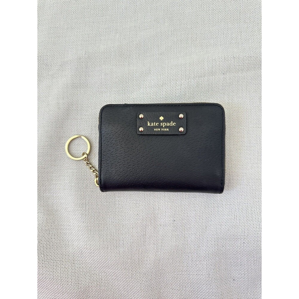 NWOT Kate Spade New York Black Leather Zip Wallet Card Holder Compact